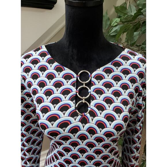 MSK Women's Multicolor Polyester Round Neck Long Sleeve Knee Length Dress Small - Picture 5 of 13